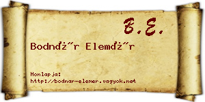 Bodnár Elemér névjegykártya